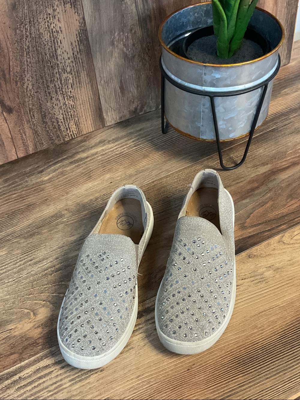 White Mountain Upbring Slip-On Bling Glitter Knit Sneakers M 8